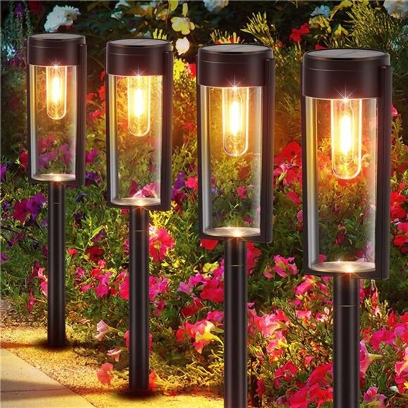 Solar Pathway Lights Outdoor, New Upgraded 6 Pack Solar Outdoor Lights, IP65 Wat - Picture 1 of 7
